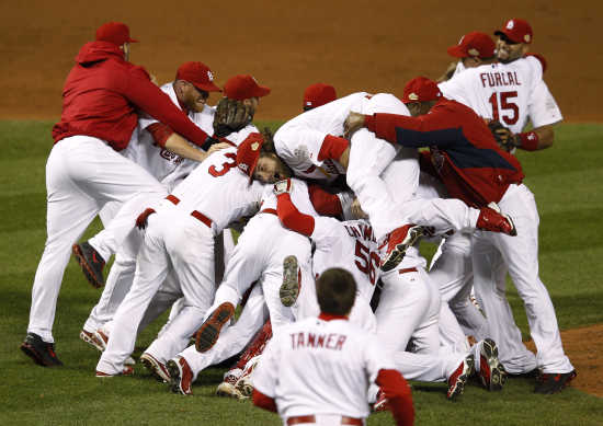 Texas Rangers Nelson Cruz celebrates after hitting a solo homerun during  the seventh inning of game 6 of the World Series against the St. Louis  Cardinals in St. Louis on October 27